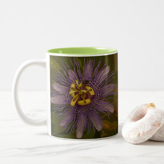 Passion Flower Two-Tone Coffee Mug (With Donut)