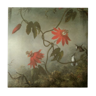 Passion Flowers and Hummingbirds by Martin J Heade Ceramic Tile