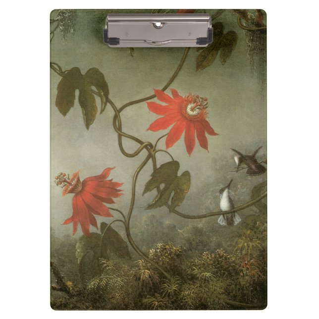 Passion Flowers and Hummingbirds by Martin J Heade Clipboard (Front)