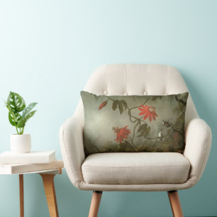 Passion Flowers and Hummingbirds by Martin J Heade Lumbar Cushion