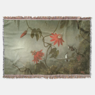 Passion Flowers and Hummingbirds by Martin J Heade Throw Blanket