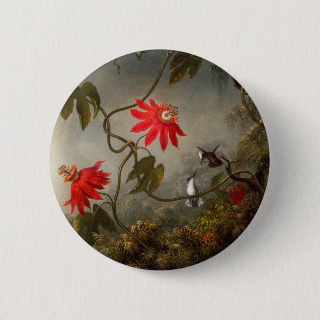 Passion Flowers with Hummingbirds Heade 6 Cm Round Badge (Front)
