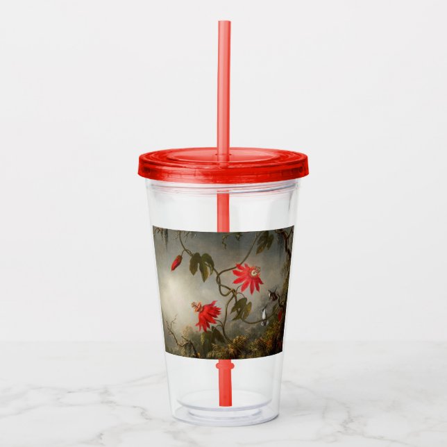 Passion Flowers with Hummingbirds Heade Acrylic Tumbler (Front)