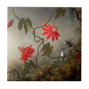 Passion Flowers with Hummingbirds Heade Ceramic Tile