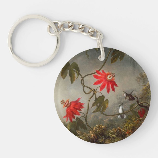 Passion Flowers with Hummingbirds Heade Key Ring (Front)