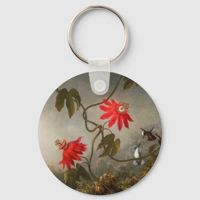 Passion Flowers with Hummingbirds Heade Key Ring (Front)