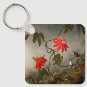 Passion Flowers with Hummingbirds Heade Key Ring