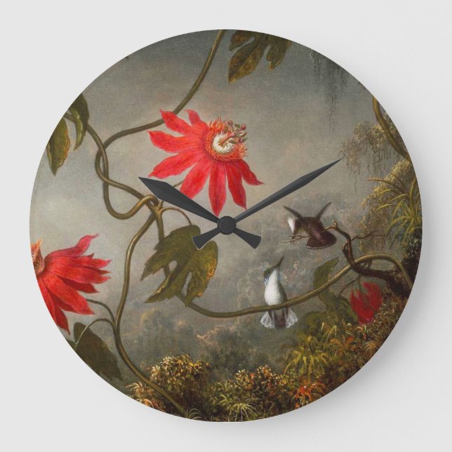 Passion Flowers with Hummingbirds Heade Large Clock (Front)