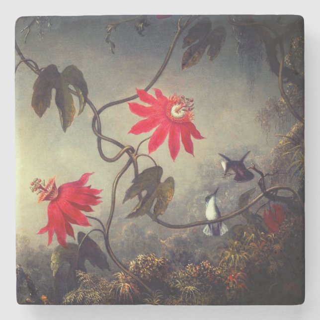 Passion Flowers with Hummingbirds Heade Stone Coaster (Front)