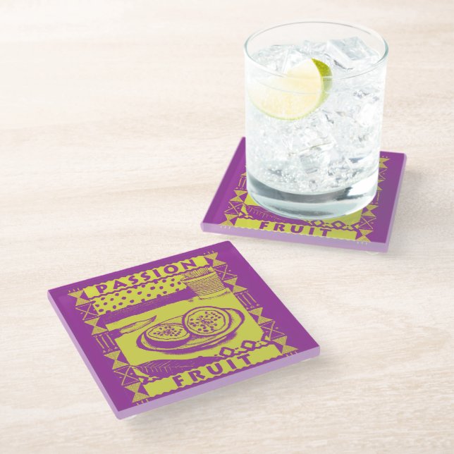 Passion Fruit Glass Coaster (Angled)
