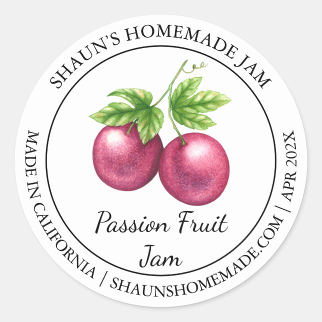 Passion Fruit Jam Modern label (Front)