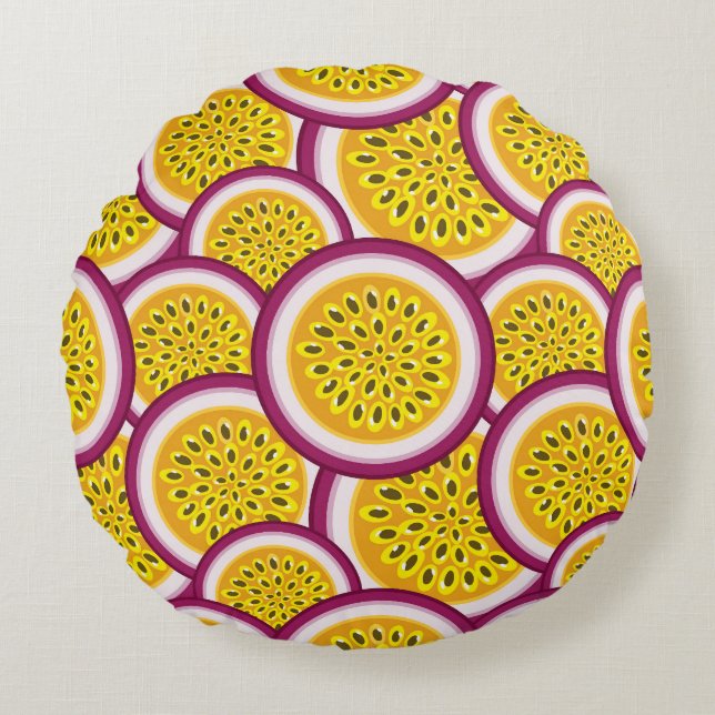 Passion fruit slices round cushion (Front)