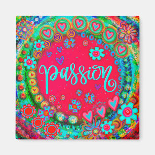 Passion Fun Red Colourful Floral Inspirivity Magnet