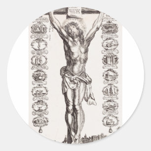 Passion of Jesus crucifixion of Christ Classic Round Sticker