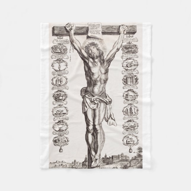 Passion of Jesus crucifixion of Christ Fleece Blanket (Front)