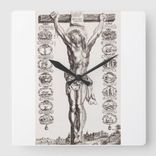 Passion of Jesus crucifixion of Christ Square Wall Clock