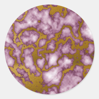 Passion Pink and Gold Marble Texture Design Classic Round Sticker