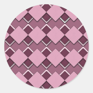 Passion Pink Square and Diamond Chequered Pattern Classic Round Sticker