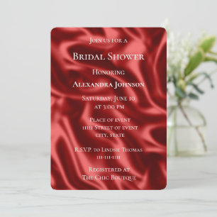 Passion Red Faux Satin Bridal Shower Invitation