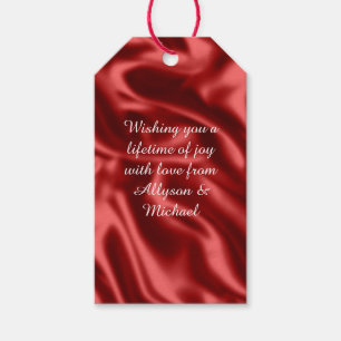 Passion Red Faux Satin Wedding Gift Tags