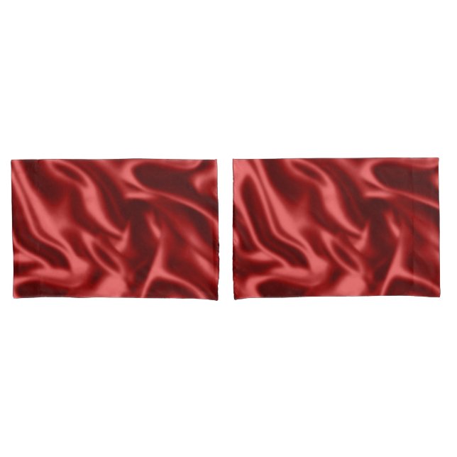Passion Red Faux Satin Wedding Pillowcase (Front-Set)