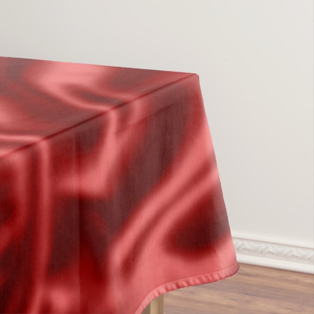 Passion Red Faux Satin Wedding Tablecloth (In Situ)