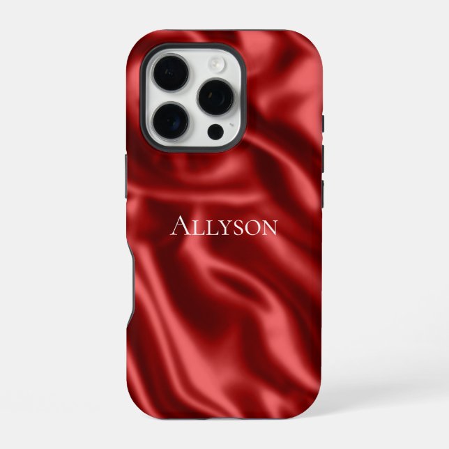 Passion Red Romantic Faux Satin  iPhone Case (Back)
