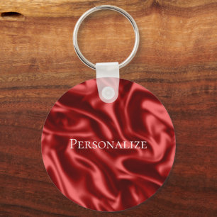 Passion Red Romantic Faux Satin Key Ring