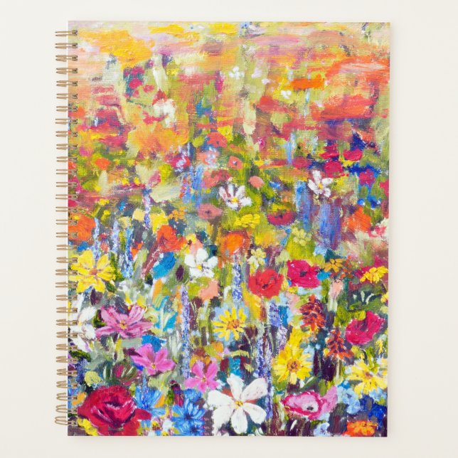 passionate blue orange yellow red wildflower field planner (Front)