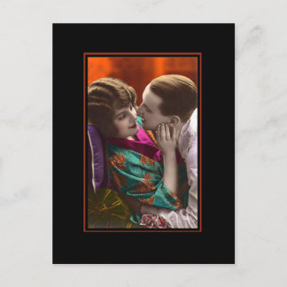 passionate couple vintage retro postcard