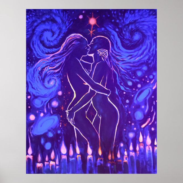 Passionate lesbian kiss poster (Front)