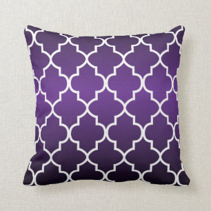Passionate Plum Purple and White Quatrefoil Cushion