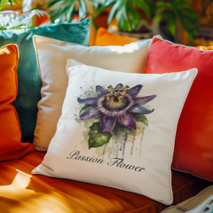 Passionate Purple Passion Flower  Cushion