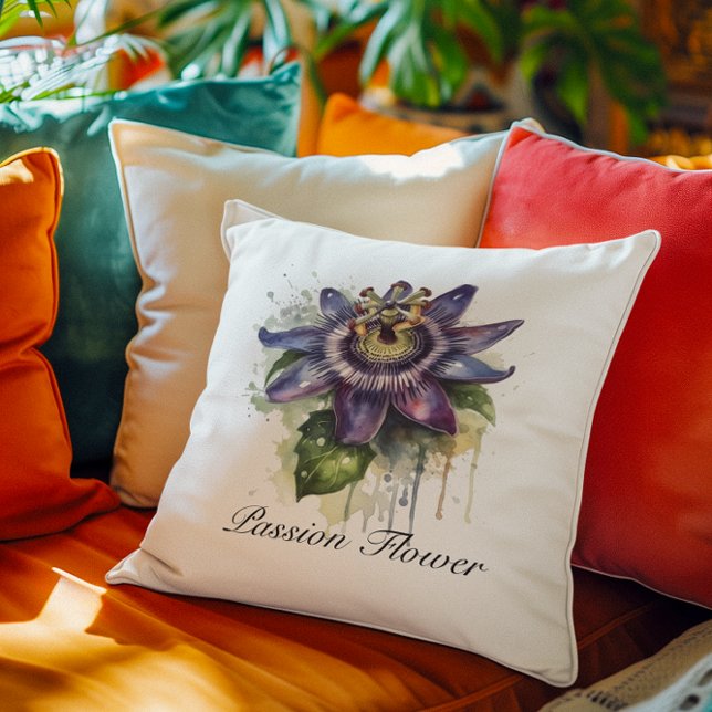 Passionate Purple Passion Flower  Cushion (Creator Uploaded)