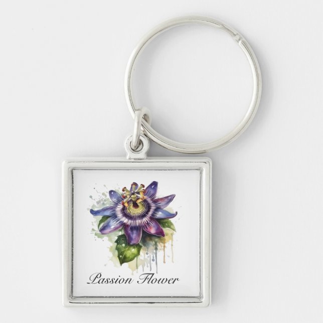 Passionate Purple Passion Flower Key Ring (Front)