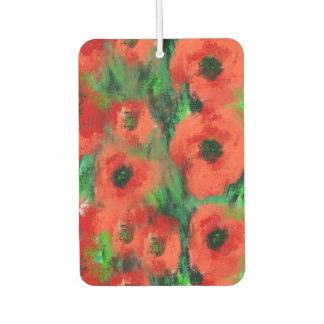 Passionate Red Poppies and Green Foliage Abstract Car Air Freshener
