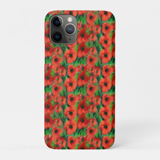 Passionate Red Poppies and Green Foliage Abstract iPhone 11 Pro Case