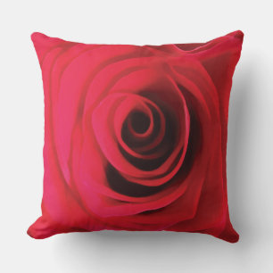 Passionate red rose, watercolor flower cushion