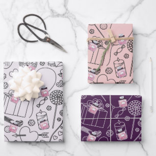 Passionate Valentine: Pink Fashion Perfume Bottle Wrapping Paper Sheet