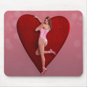 Passionate Valentine’s Day Girl in a Corset Mouse Pad