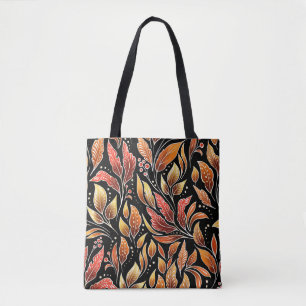 Passionflower Exotic: Black Floral Vintage Tote Bag