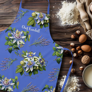 Passionflower Lavender Floral Personalised Long Apron
