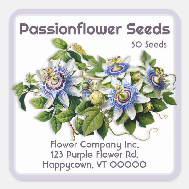 Passionflower Product Seed Saver Custom Labels (Front)