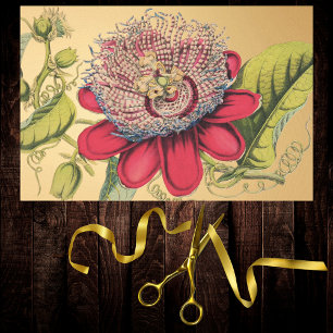 Passionflower Vintage Red Gold Illustration Tissue Paper