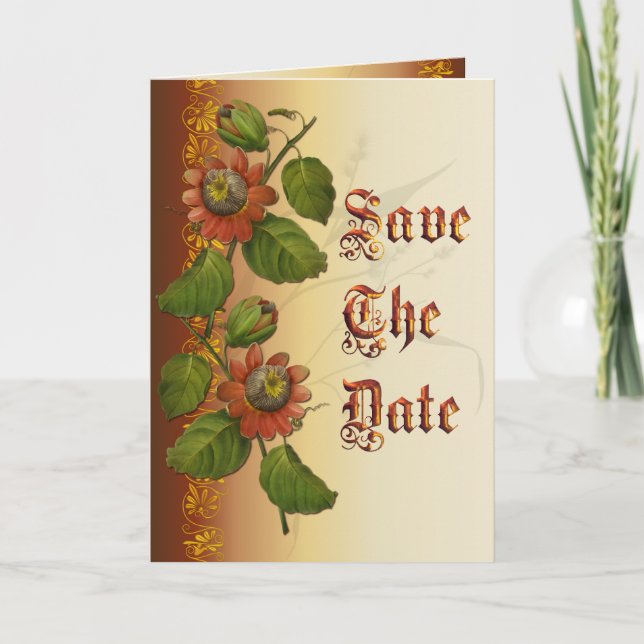 Passionflower Wedding Rust Save the Date Invitation (Front)