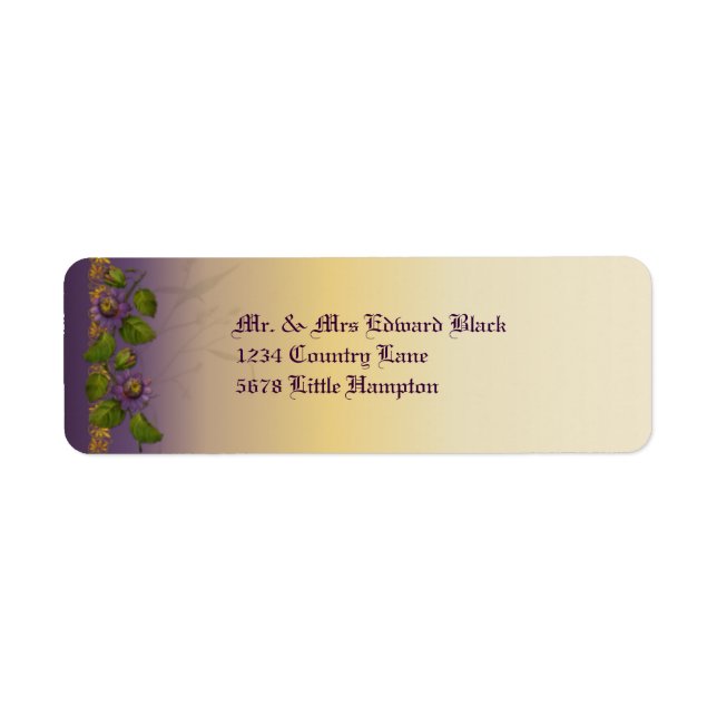 Passionflower Wedding Suite Purple Return Address Label (Front)