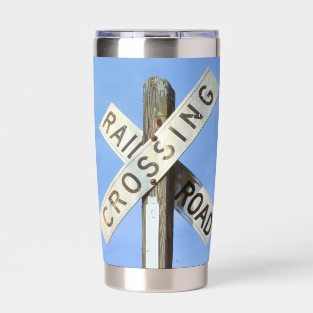 Passive Railroad Crossing Crossbuck Insulated Tumbler (Front)