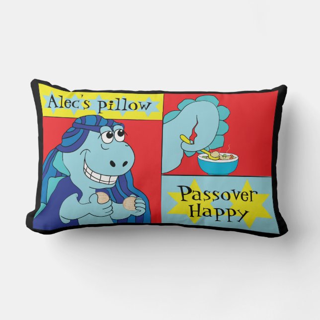 Passover 13/21" Lumbar Pillow Dinosaur Happy (Front)