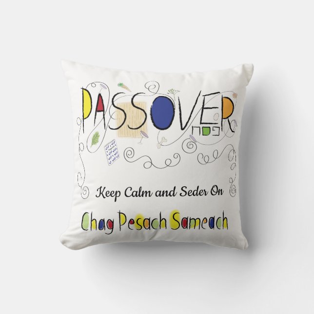 Passover 16 x 16 Chag Sameach Throw Pillow (Front)