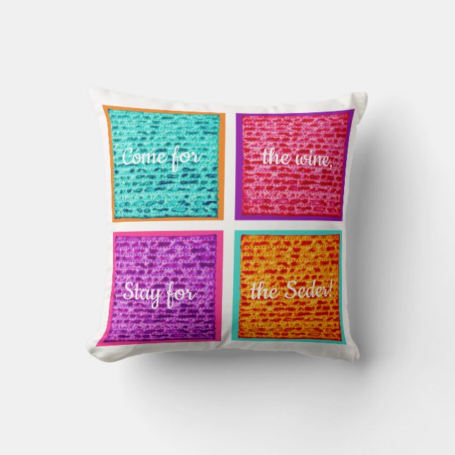 Passover 16 x 16 Colourful Matzah Cushion (Front)